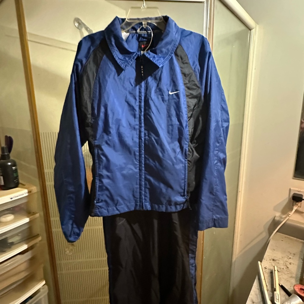 Vintage 1990’s Nike Men's Blue and Black Track Suit